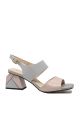 Sandale elegante Feeling, blue  pink, din piele naturală, cu toc piramidă FLG2403